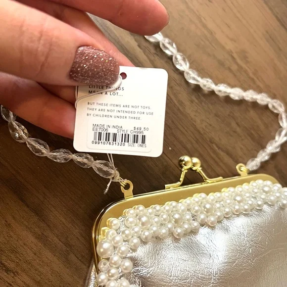 J. Crew Girls' pearl-embellished coin purse with beaded strap - Picture 3 of 7